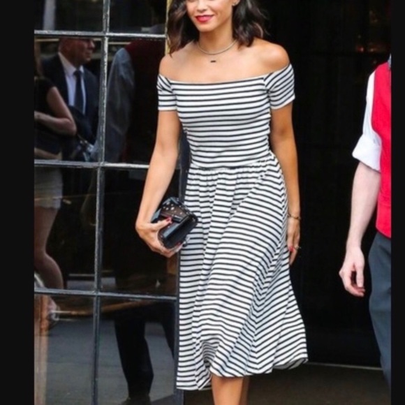 Who What Wear Dresses & Skirts - Who What Wear off the shoulder striped dress